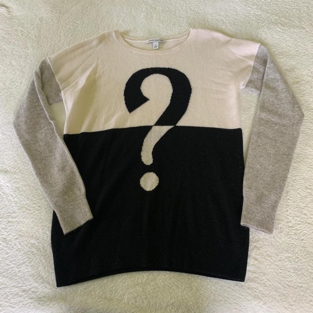 Women's Large AUTUMN CASHMERE Question Mark‎ Colorblock Crewneck Sweater